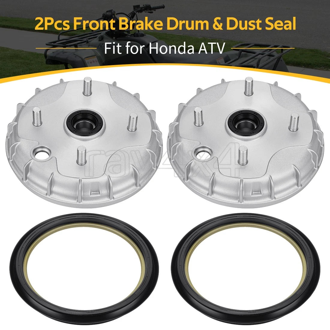 2X Front Brake Drum Hub & Dust Seal for Honda Rancher 350 TRX350TM (2000–2006)