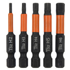 Set of 5 Hexagon Screwdriver Bits H2-H6 for Power Drill 50mm