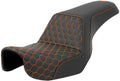 SADDLEMEN Step-Up Seat for Dyna (2006–2017) - Honeycomb, Orange Stitching