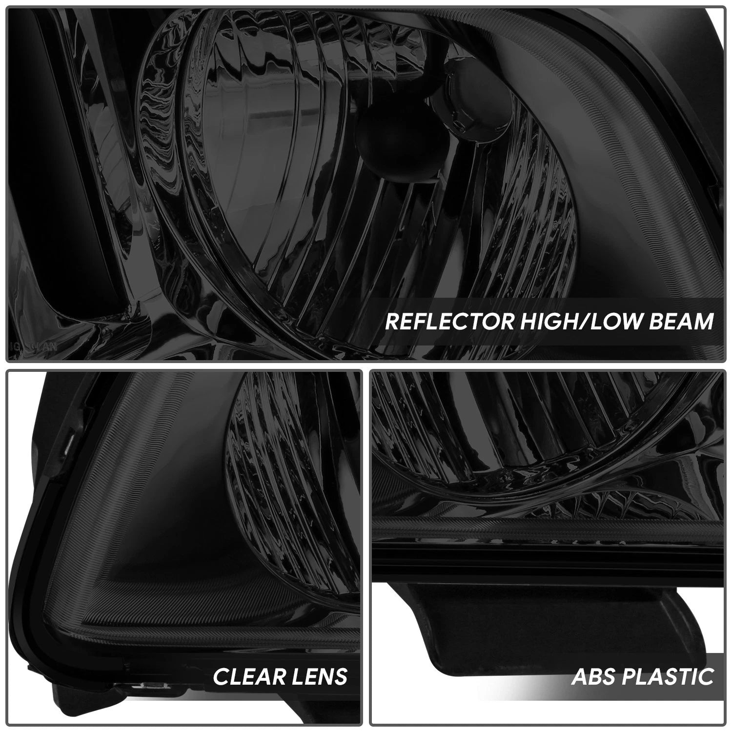 Pair of Smoked Housing Clear Corner Headlights for Ford Mustang S197 (2005–2009)