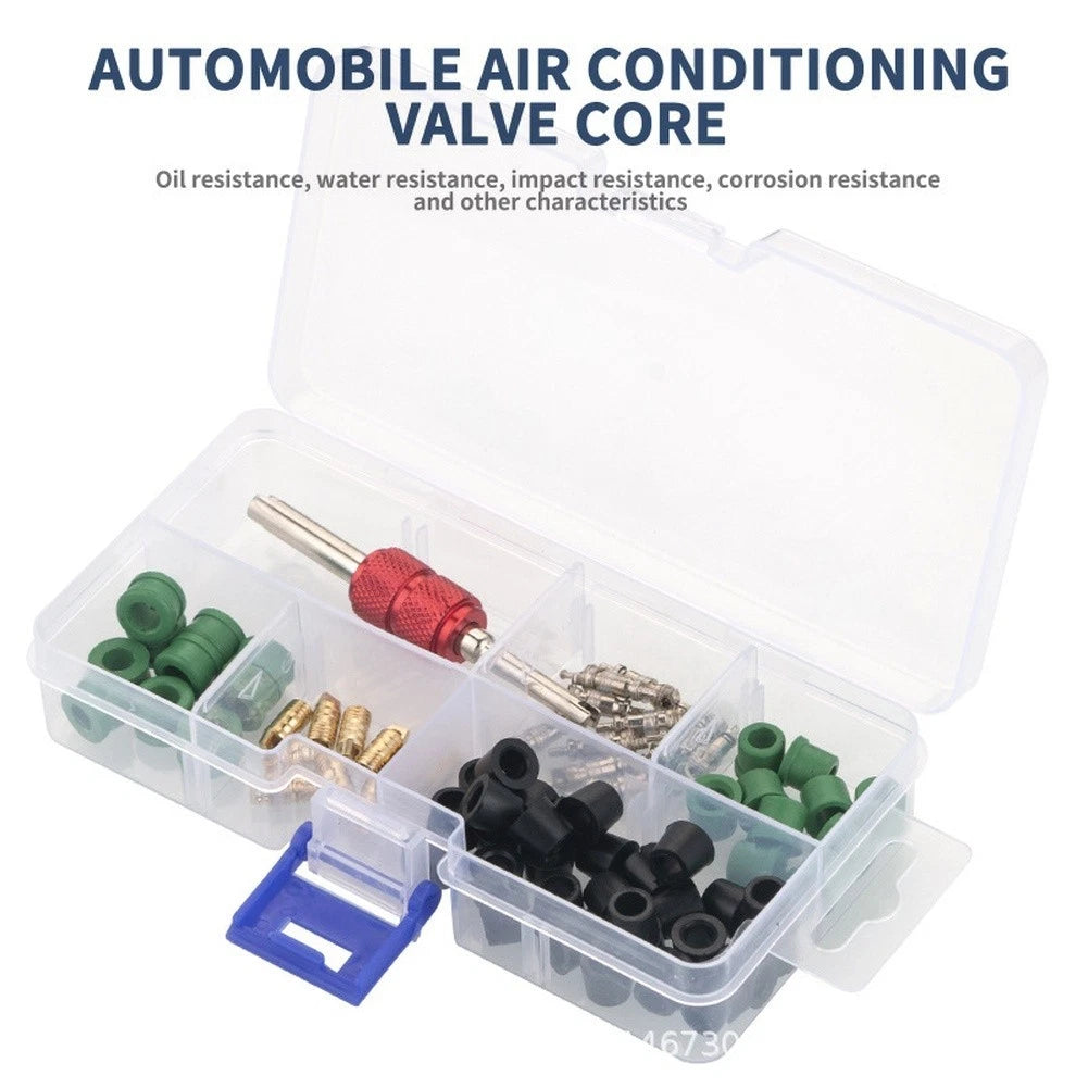 71PCS AC Valve Core Removal Tool Kit for A/C Repair with Hose Adapters