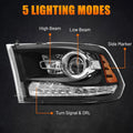 Black Projector Headlights with LED DRL for Dodge Ram 1500 2500 3500 (2009–2018)