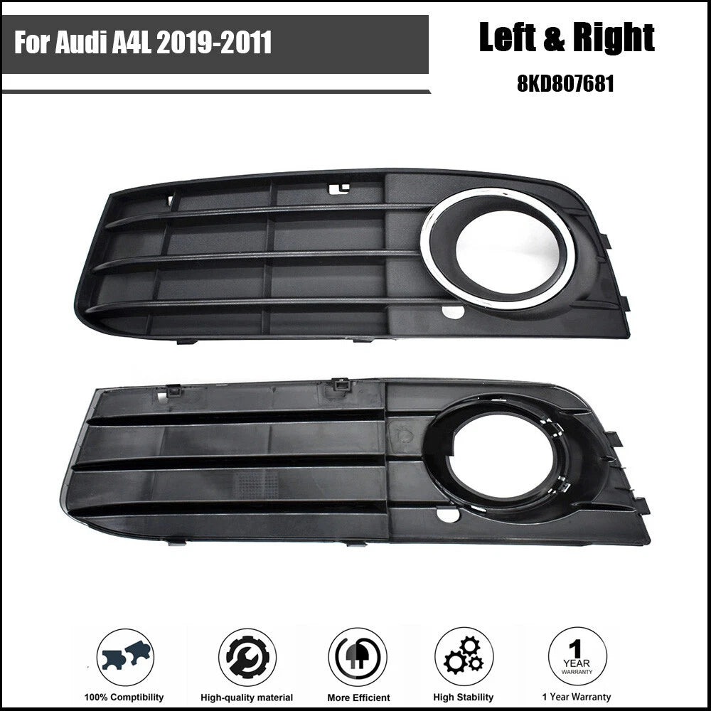 Pair Fog Light Grille Covers for Audi A4 B8 (2009â2012)