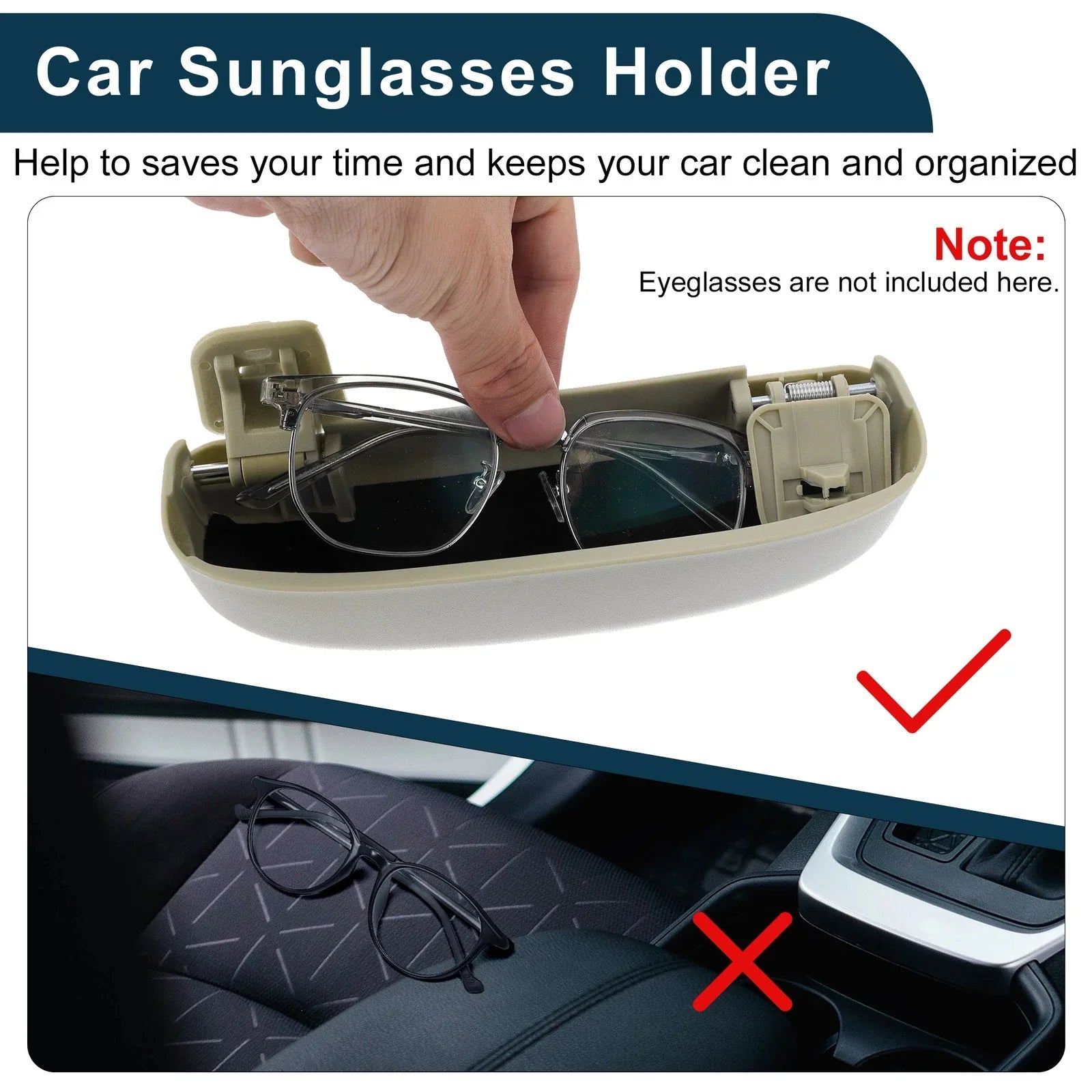 Sunglasses Case for Honda Accord 2012-2023 Eyeglasses Holder Storage Box Beige