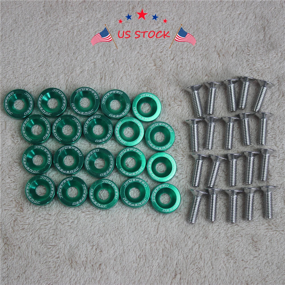 20 pcs Green Billet Aluminum Fender Washer for Universal Fit