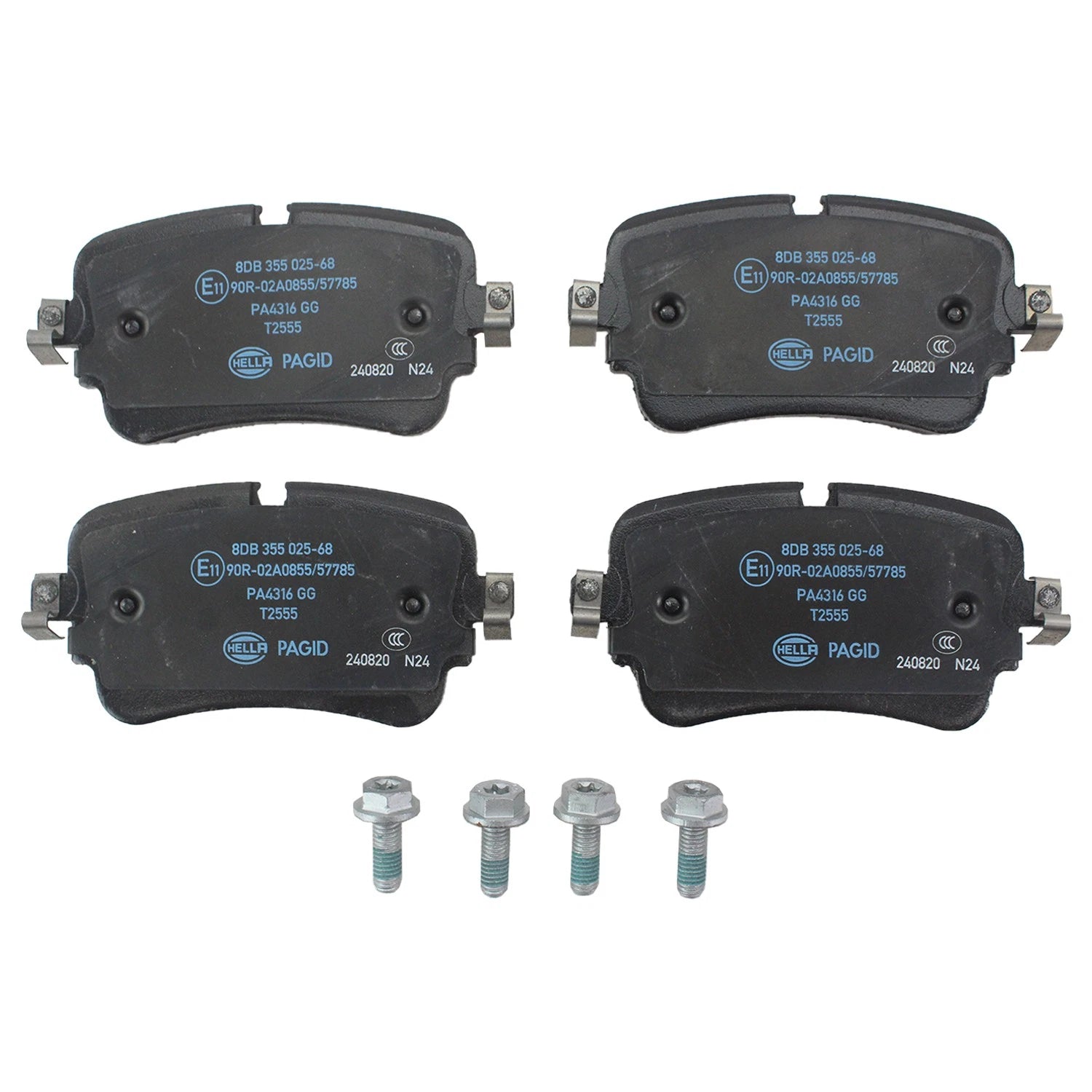 Set of 4 Hella Rear Low-Met Disc Brake Pads for Audi A8 Quattro Q7 Q8 S7 SQ7 SQ8