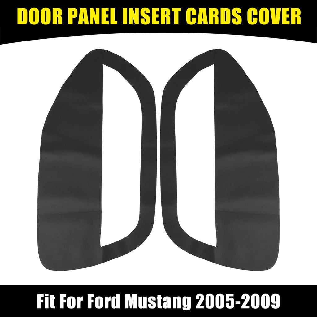 Pair Black Microfiber Leather Door Panel Insert Cards for Ford Mustang 