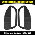Pair Black Microfiber Leather Door Panel Insert Cards for Ford Mustang 