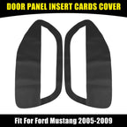 Pair Black Microfiber Leather Door Panel Insert Cards for Ford Mustang 