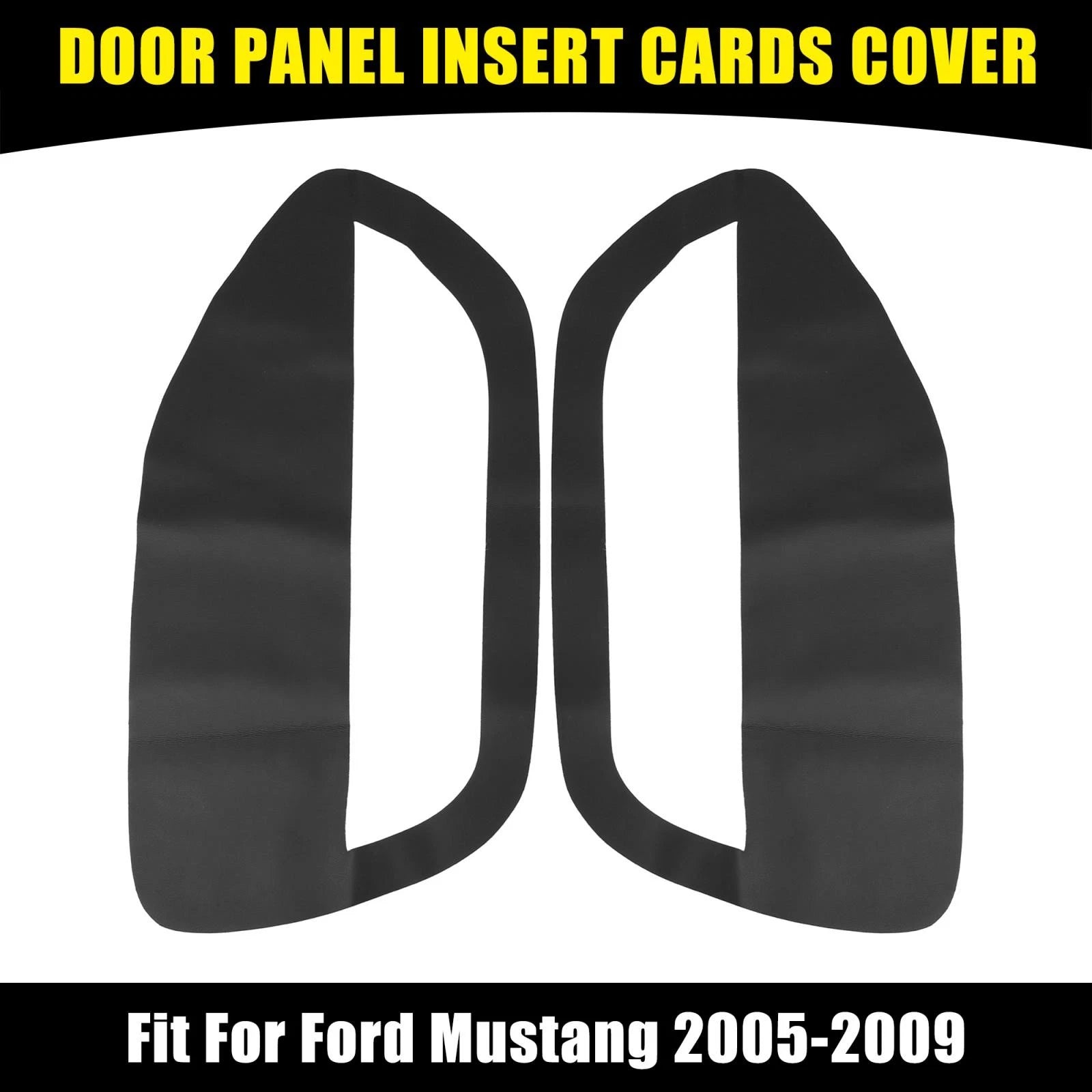 Pair Black Microfiber Leather Door Panel Insert Cards for Ford Mustang 
