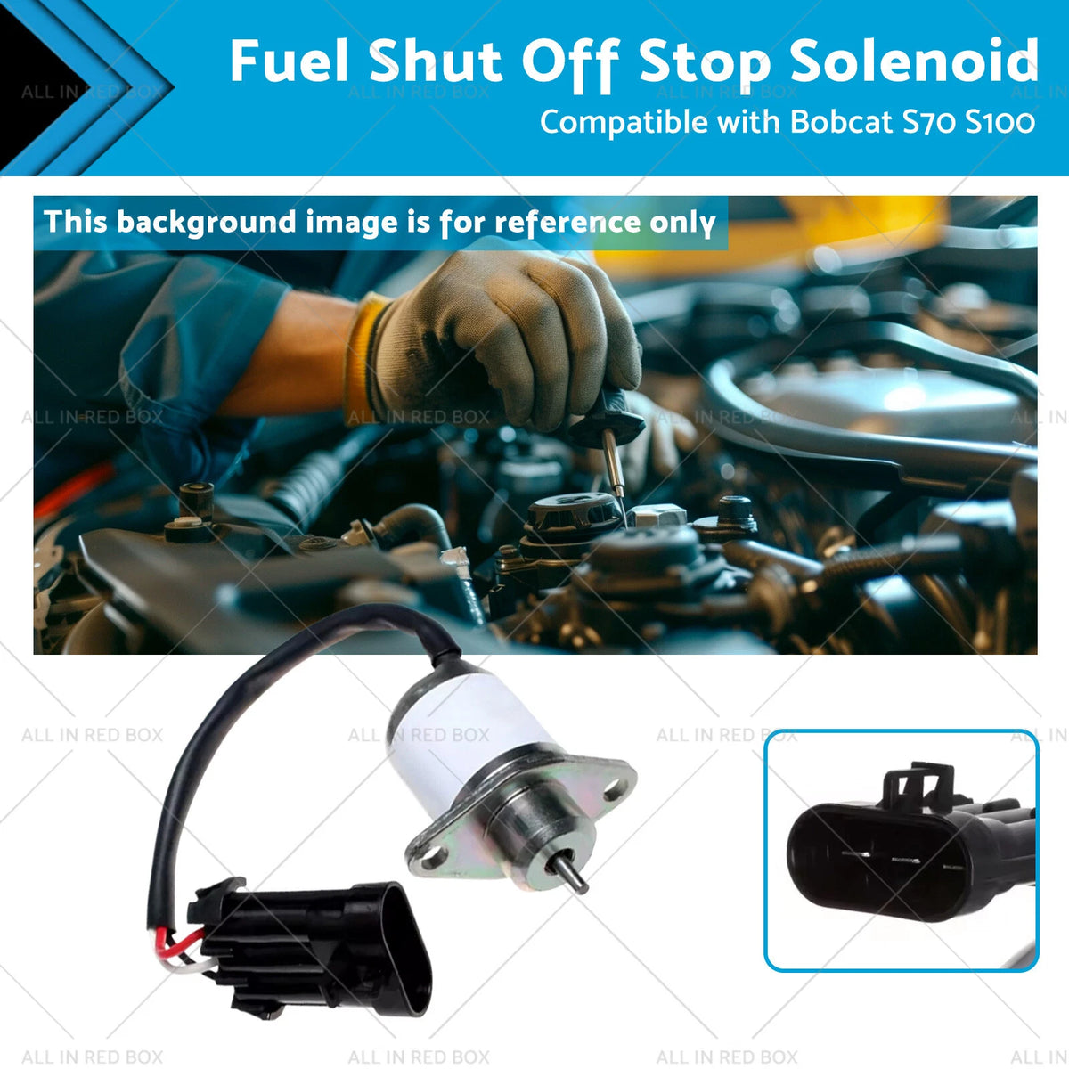 Fuel Shut Off Stop Solenoid for Bobcat 463, 553, 6691313 (6670602, 7010117)
