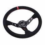 350mm Deep Dished Suede Steering Wheel & Quick Release Hub Kit