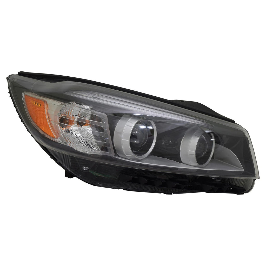Replacement Passenger Side Halogen Headlight Assembly w/LED Light Bar