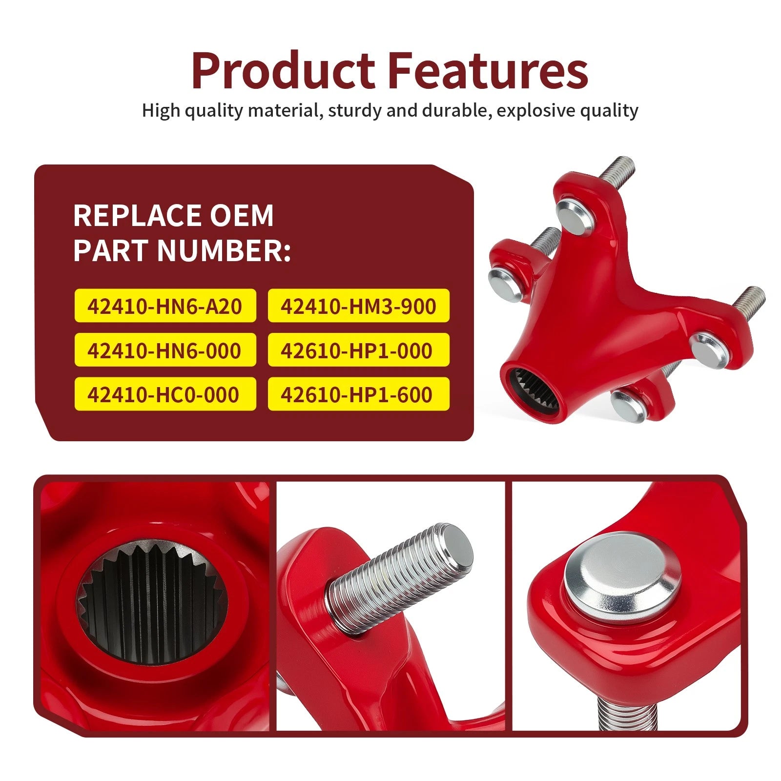 Red Rear Wheel Hub for Honda Sportrax 400 TRX400EX 1999–2008 / 42410-HN6-A20