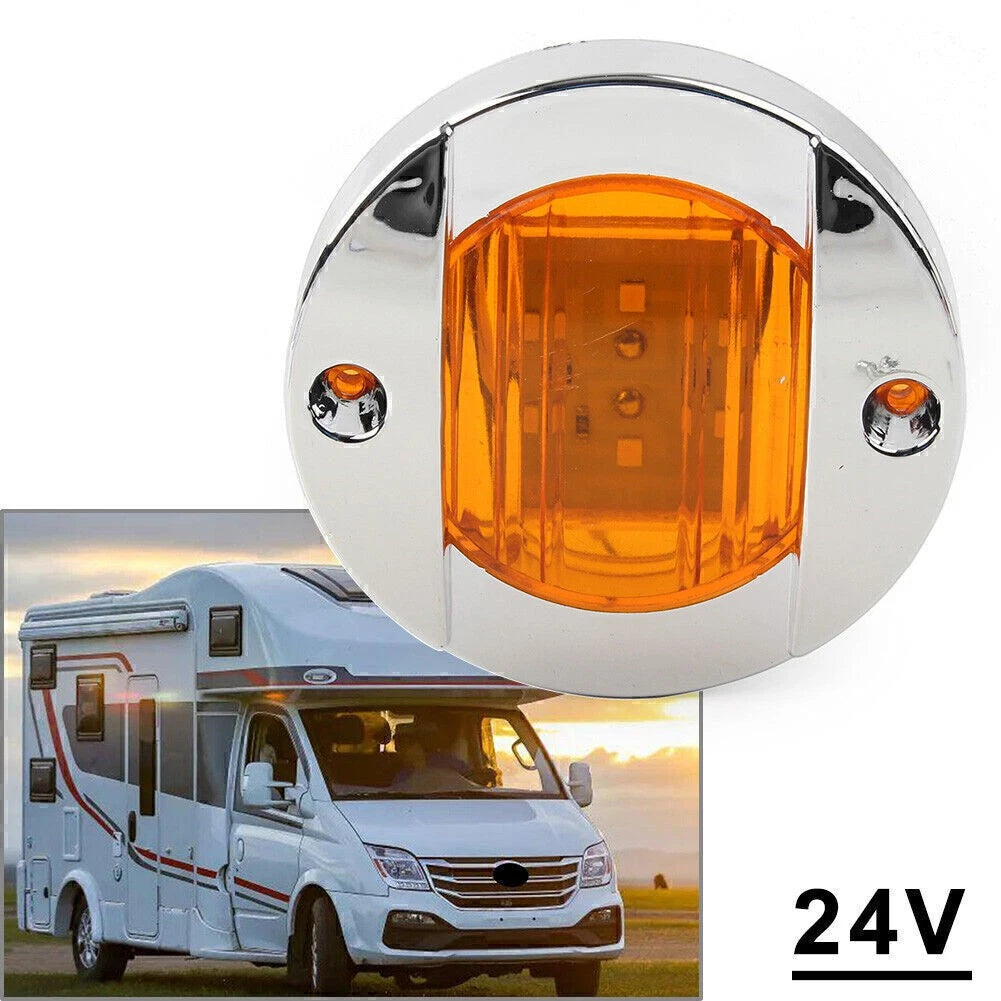 Round 24V LED Side Marker Lights for Truck Trailer RV Boat (24V)