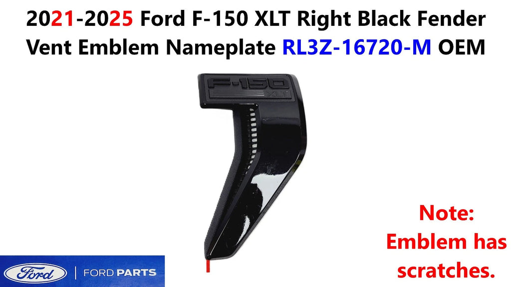 Right Black Fender Vent Emblem Nameplate for Ford F150 (2021–2025) RL3Z-16720-M