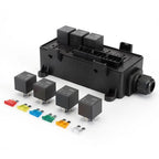 12V 9-Way Fuse Relay Box w/ 4-Pin 40A Relays & Fuses for Car Accessories