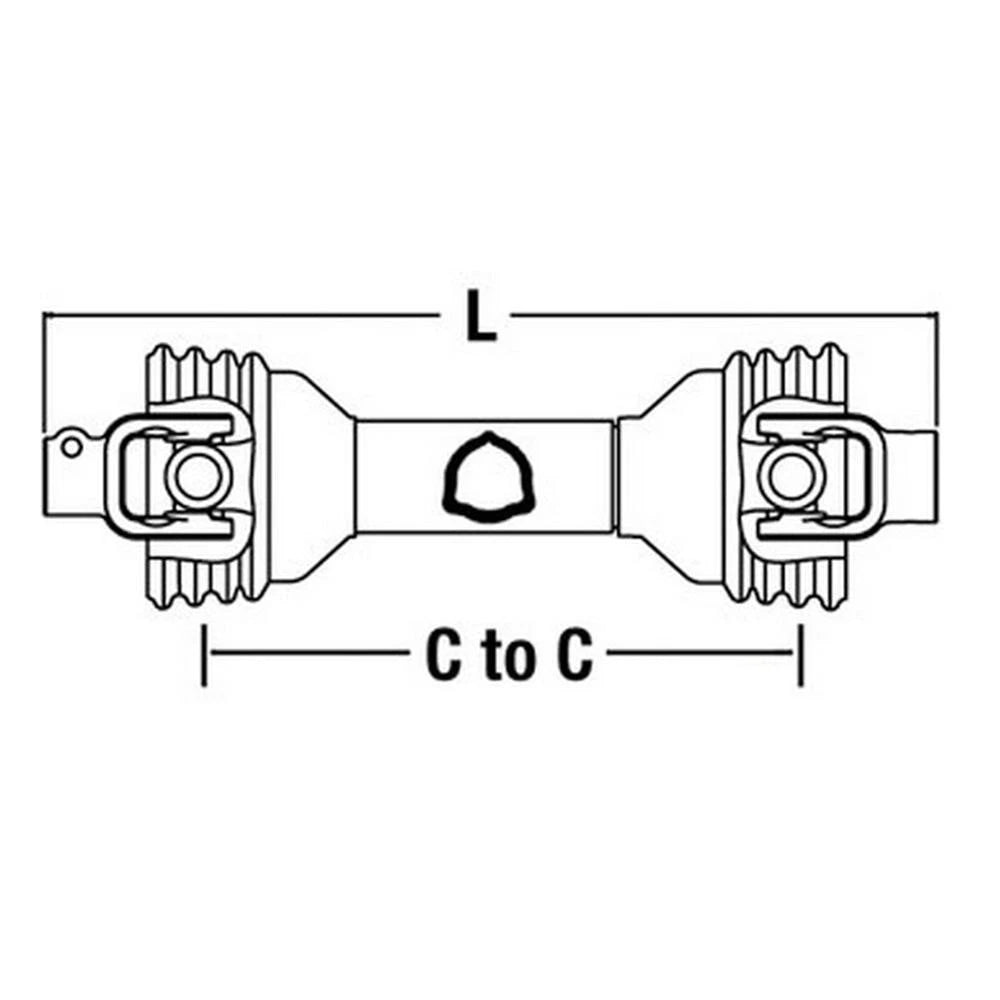 53" Complete PTO Driveline 1-3/8" 6 Spline QD x 1-1/4" Round