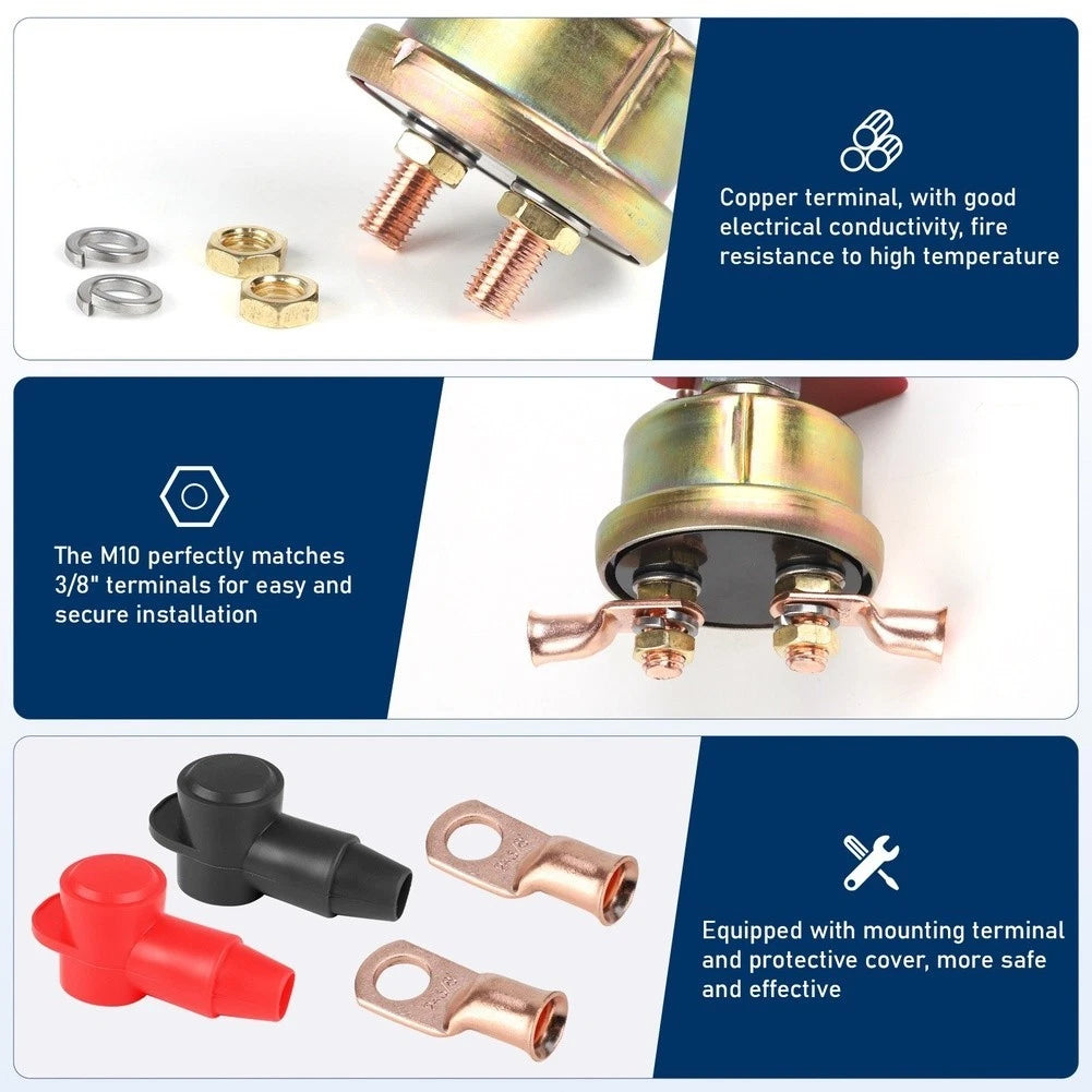 300A 24V Battery Isolator Switch for Marine Application (Dual 3/8in Copper Posts)
