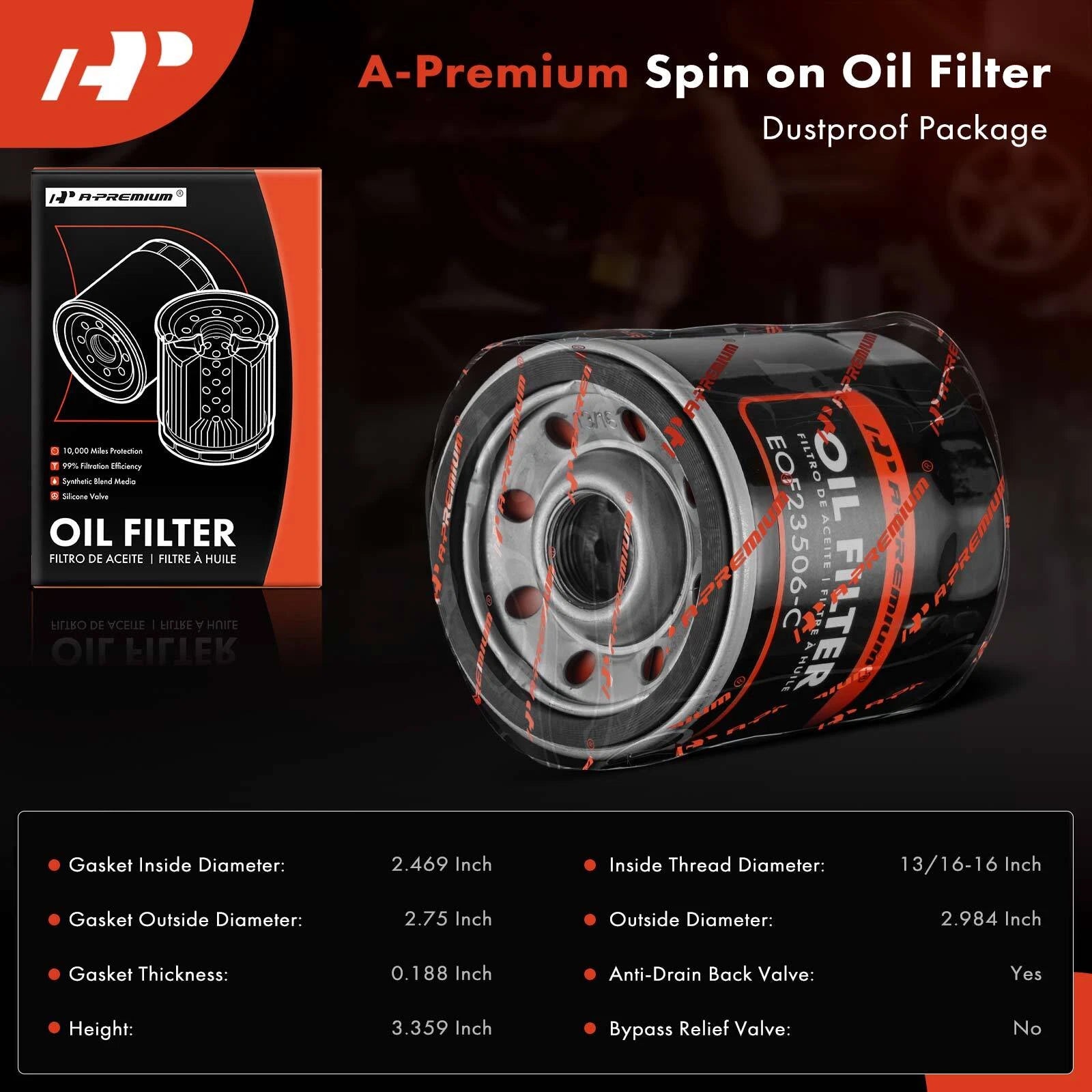 Engine Oil Filter for GMC Sierra 1500 and Sierra 2500 (1999–2006)