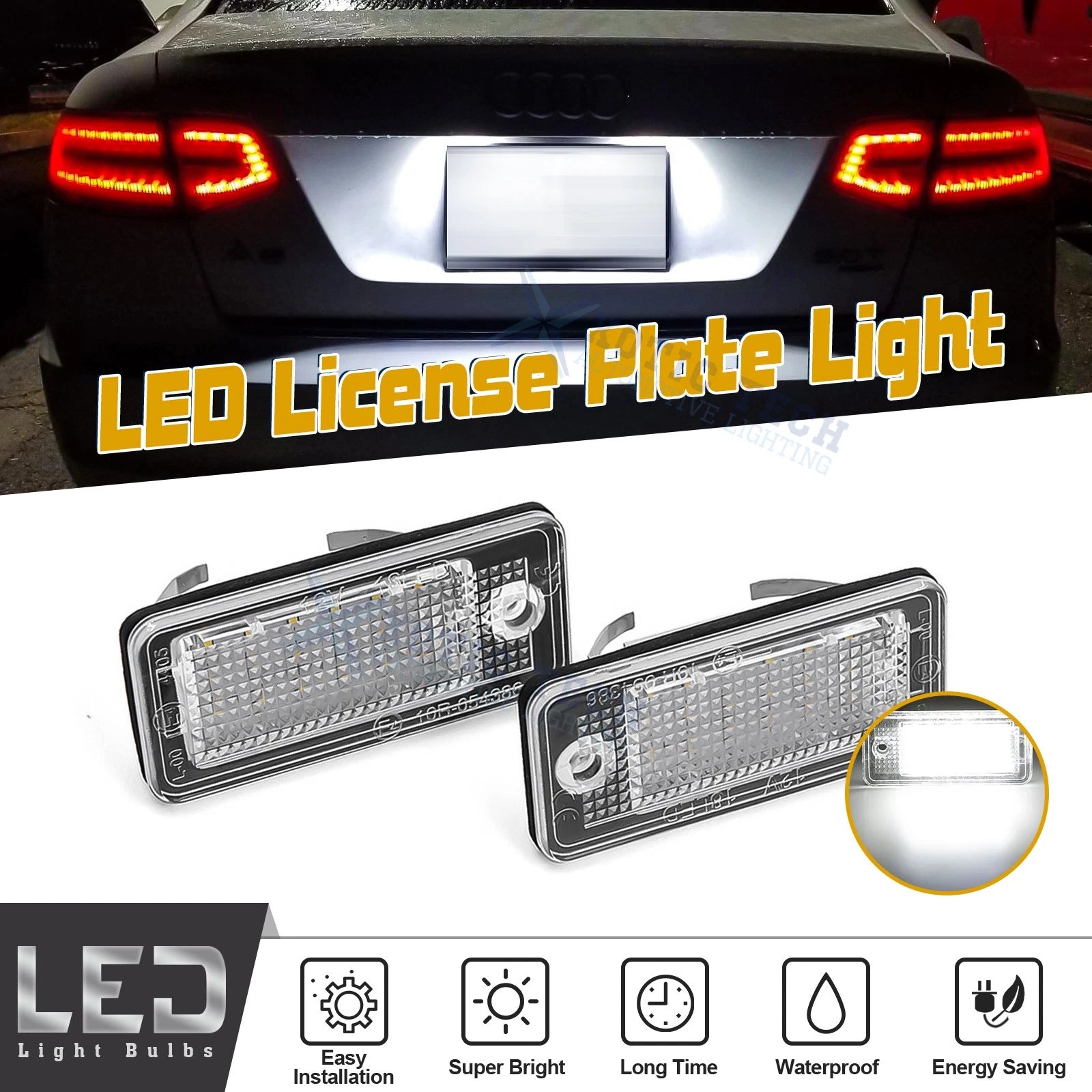 Full SMD LED License Plate Light for Audi A3 A4 A6 A8 S3 S4 S6 S8 Q7 (2010–2018)