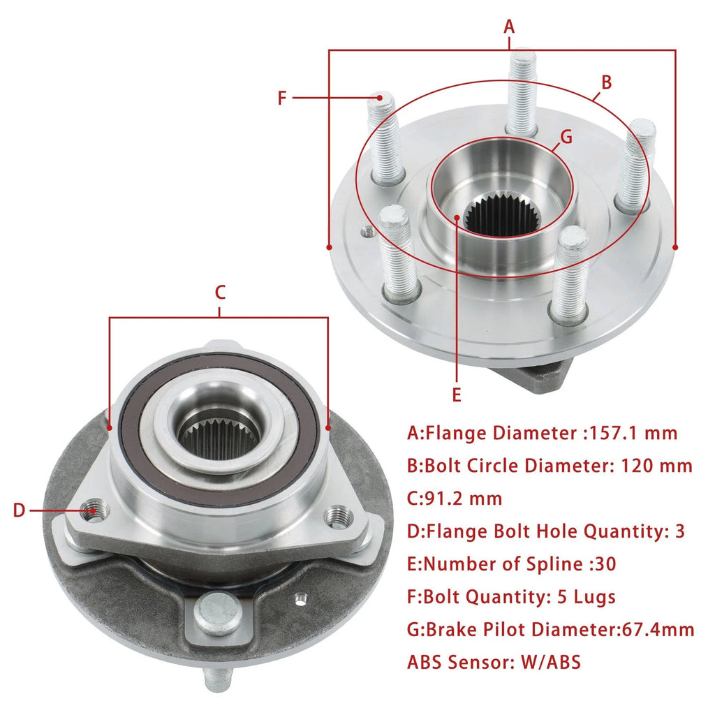 Set of 4 Wheel Hub Bearing Assemblies for Chevrolet Camaro (2010–2015)