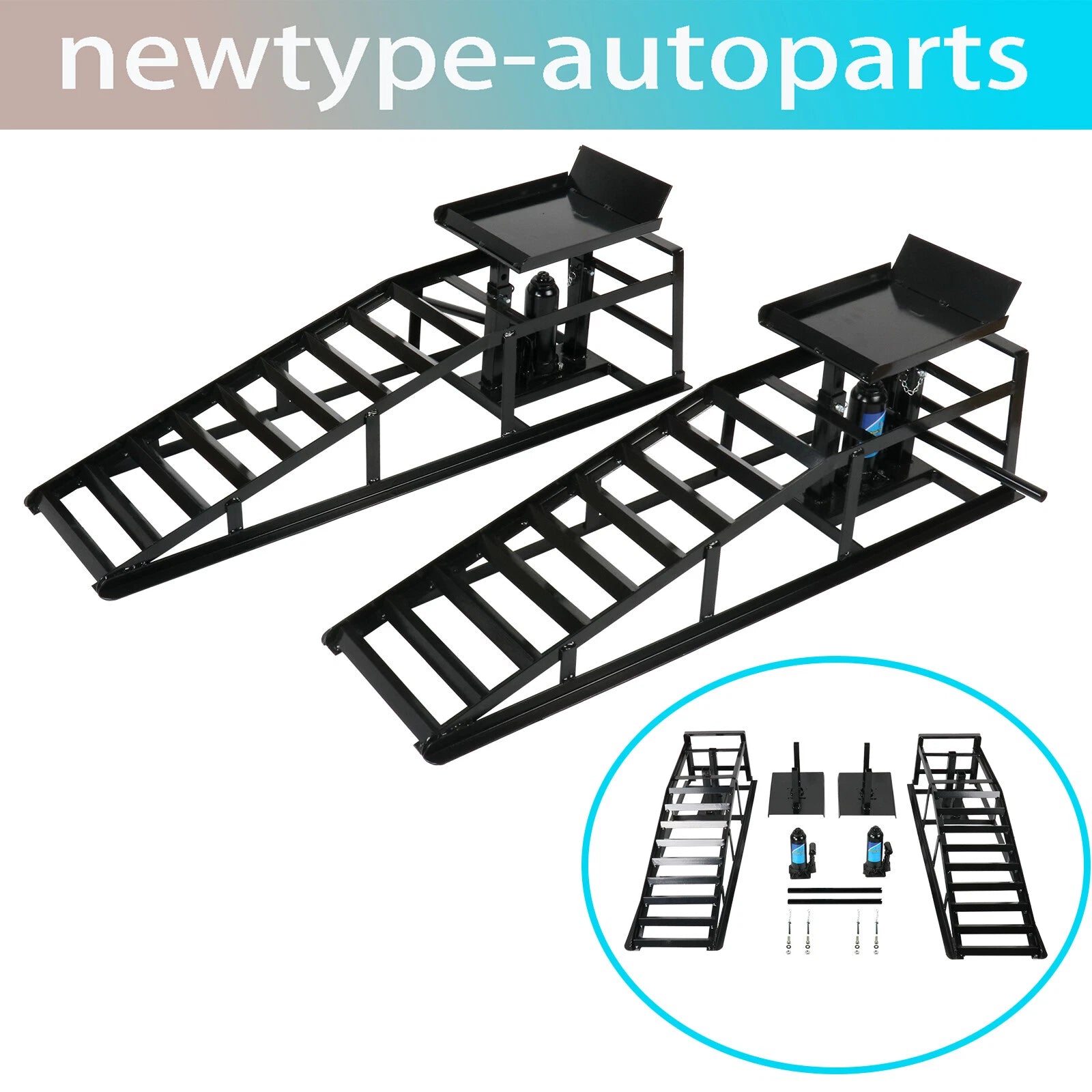 2X Hydraulic Car Lift Ramps for Car Truck (5 Ton)