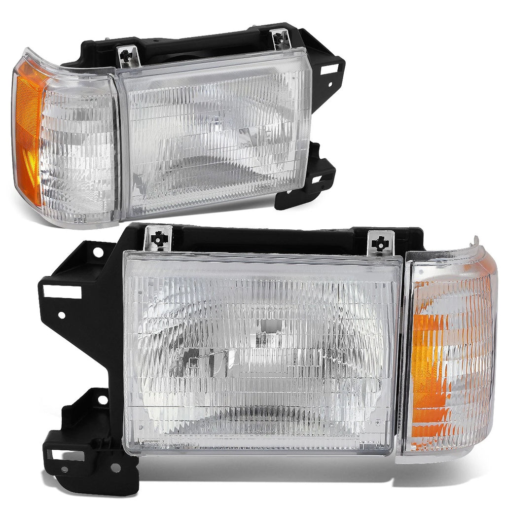 Chrome Housing Amber Corner Headlight for Ford F150 F250 F350 (1987–1991)
