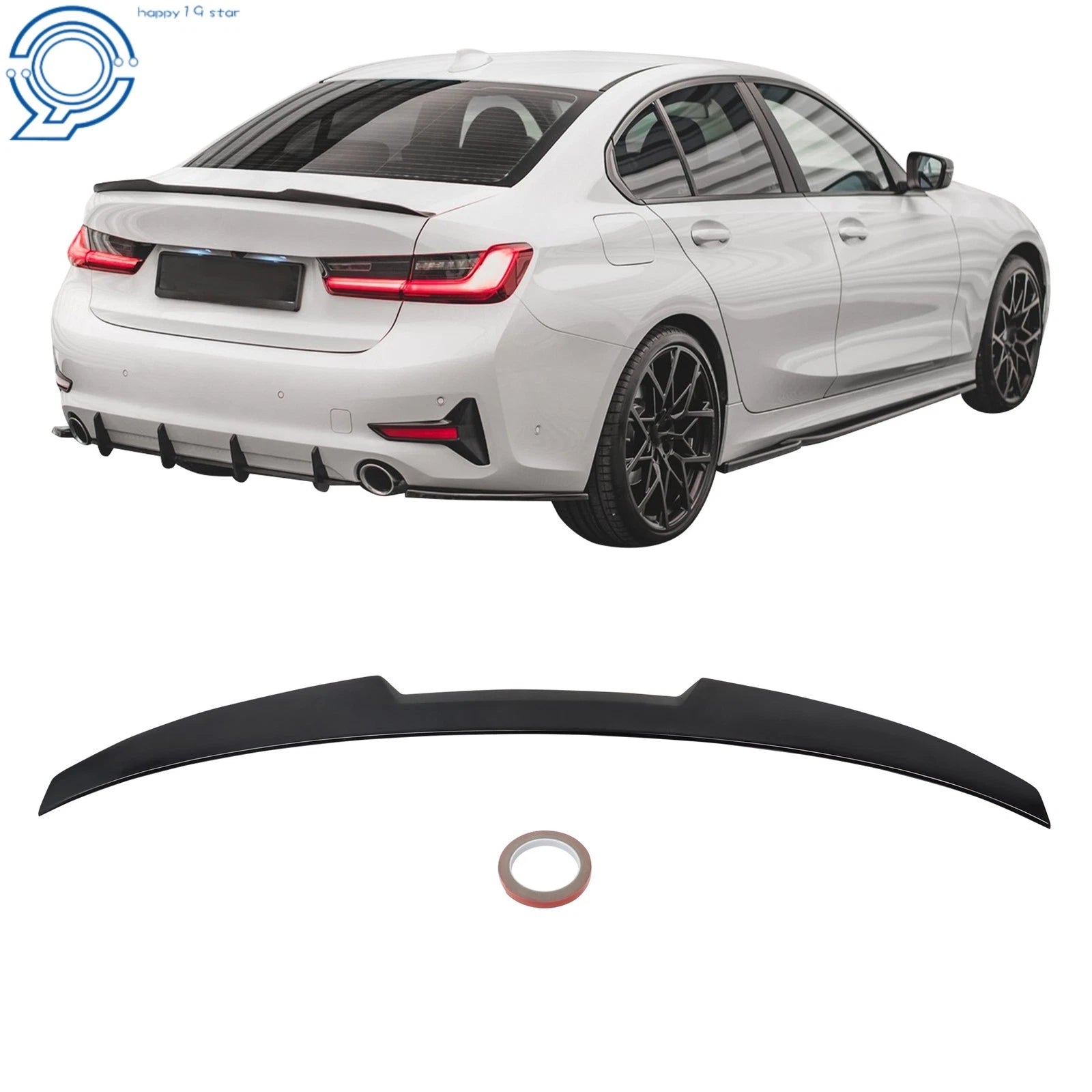 Gloss Black Rear Guide Spoiler for BMW M3 G20 G80 (2018–Present)