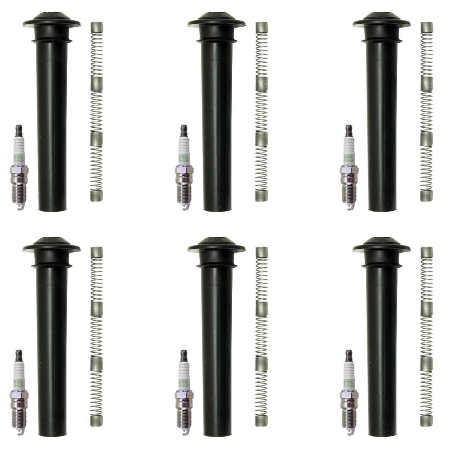 Set of 6 NGK G-Power Platinum Spark Plugs & Coil Boots for Escape Freestyle Taurus V6 (2005–2009)