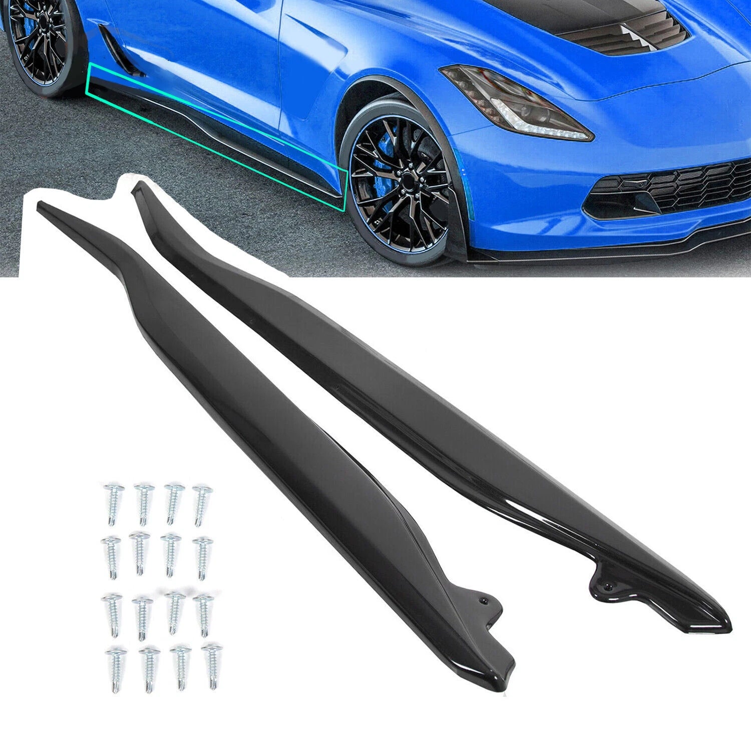Z06 Style Side Skirts for Corvette C7 (2014–2019) Gloss Black ABS