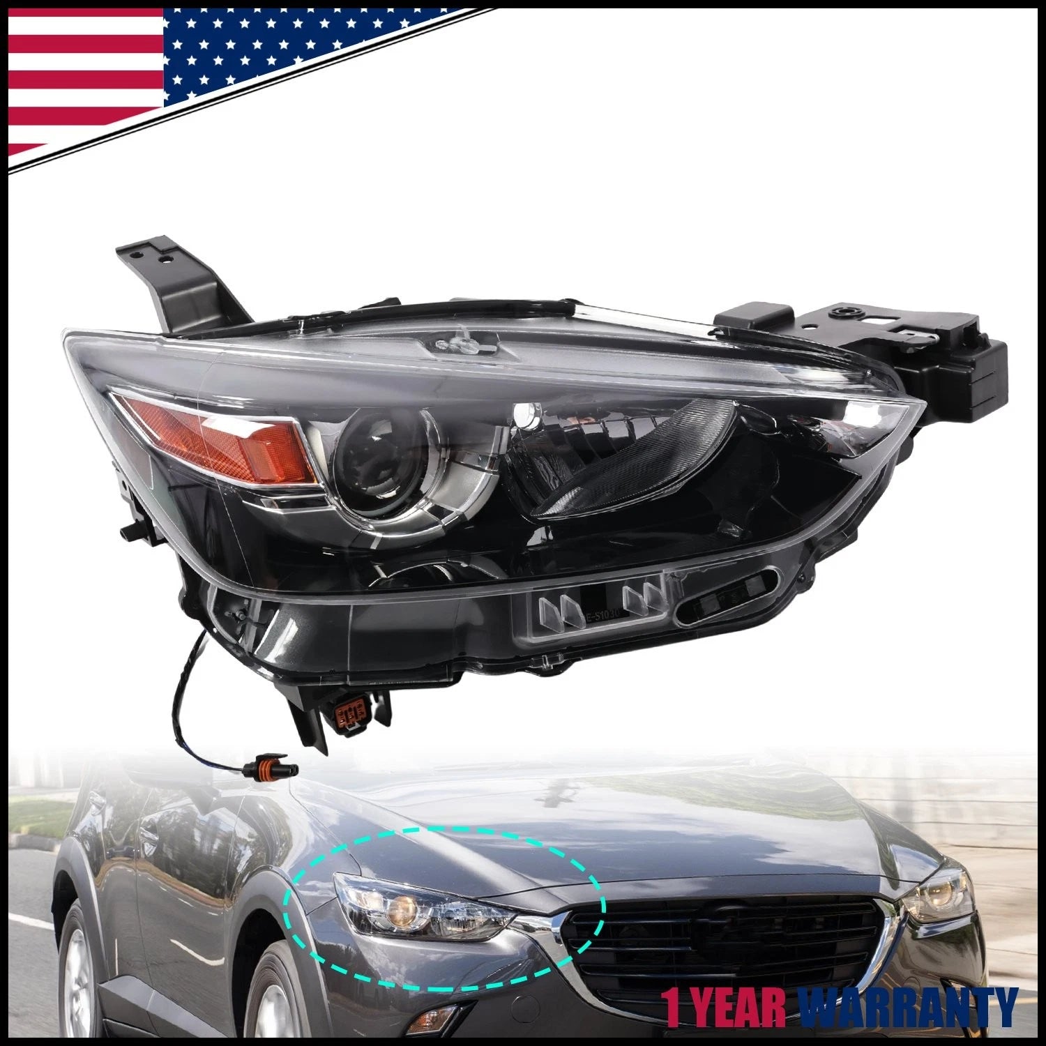 Halogen Headlight for Mazda CX-3 (2016–2022) Right Side