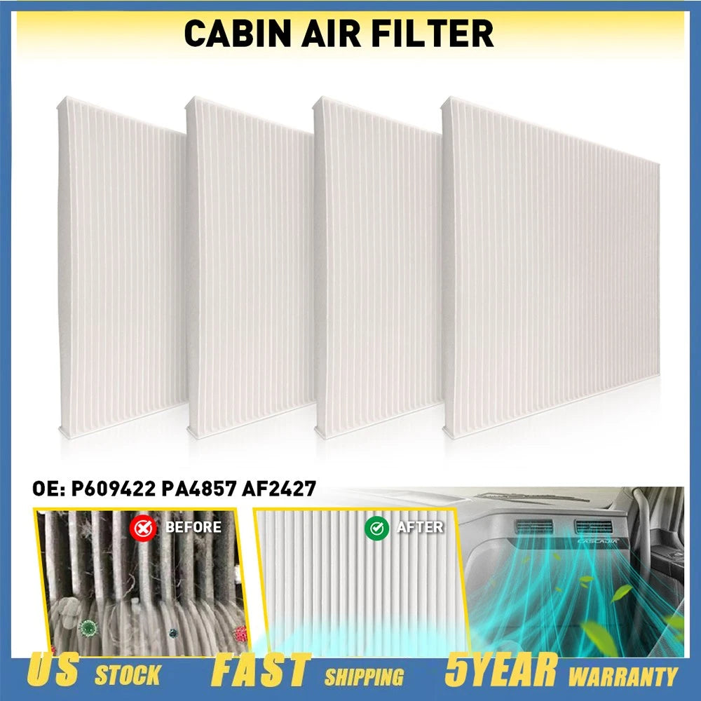 Set of 4 Cabin Air Filters for Freightliner Cascadia Columbia (2007–2023) P609422 PA4857 AF2427 H