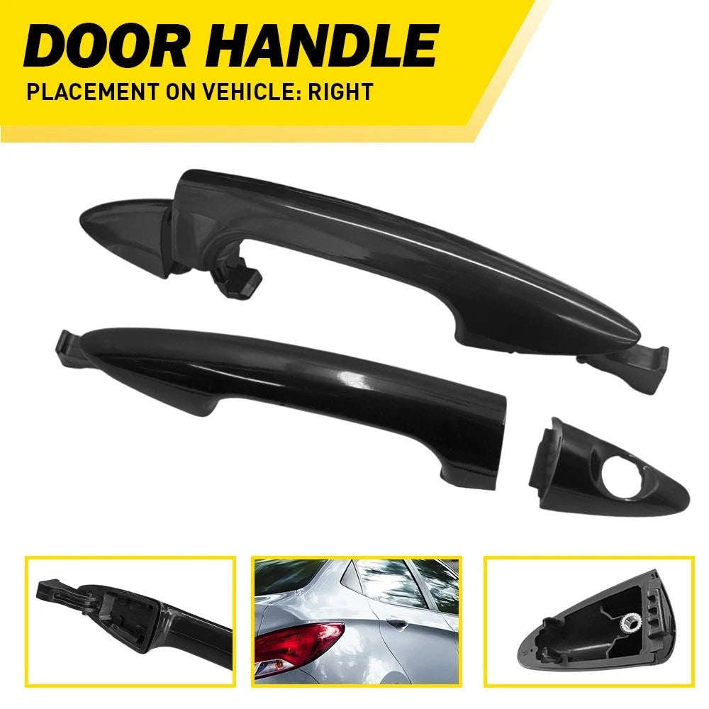 Set of 2 Exterior Door Handles for Hyundai Accent (2012–2017) RH Black
