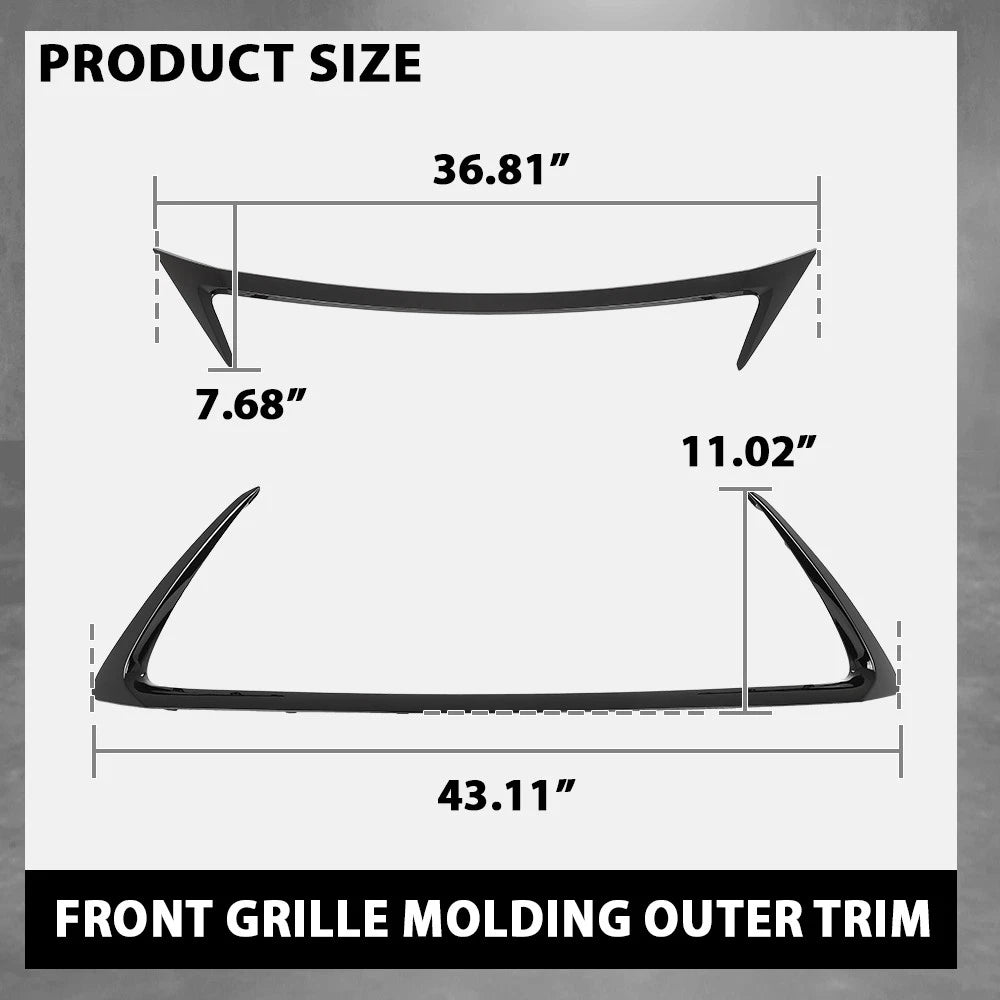 Set of 2 Front Grille Outer Trim Molding Gloss Black for Lexus CT200H (2014–2017)