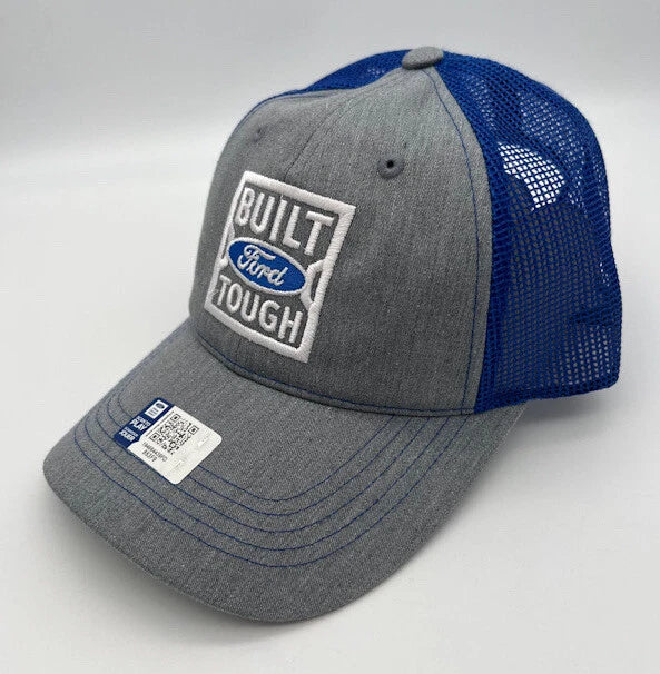Gray Hat Cap with White Embroidered Built Ford Tough Oval Logo for Ford (Fits)