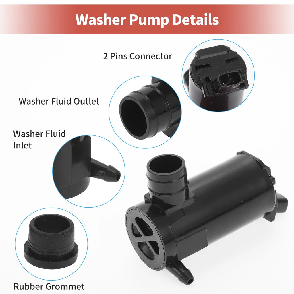 Windshield Washer Pump w/ Grommet for Pontiac G3 (2007–2010) No.96397517