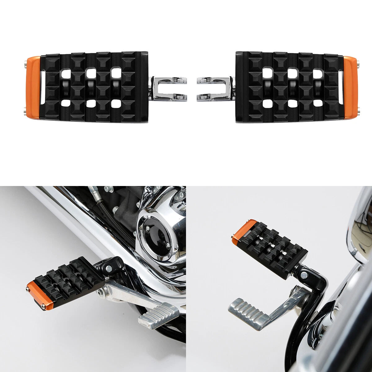 Black Driver Foot Pegs for Harley Softail Street Fat Bob (2018–2025)