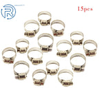 15pcs Adjustable Stainless Steel Drive Hose Clamps for Fuel Line (3/4"-1")