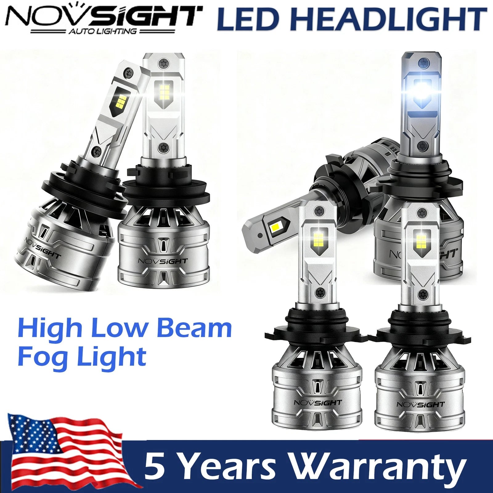 Set of 6 LED Headlight Fog Kits for 9005 9006 H11 (6500K White)