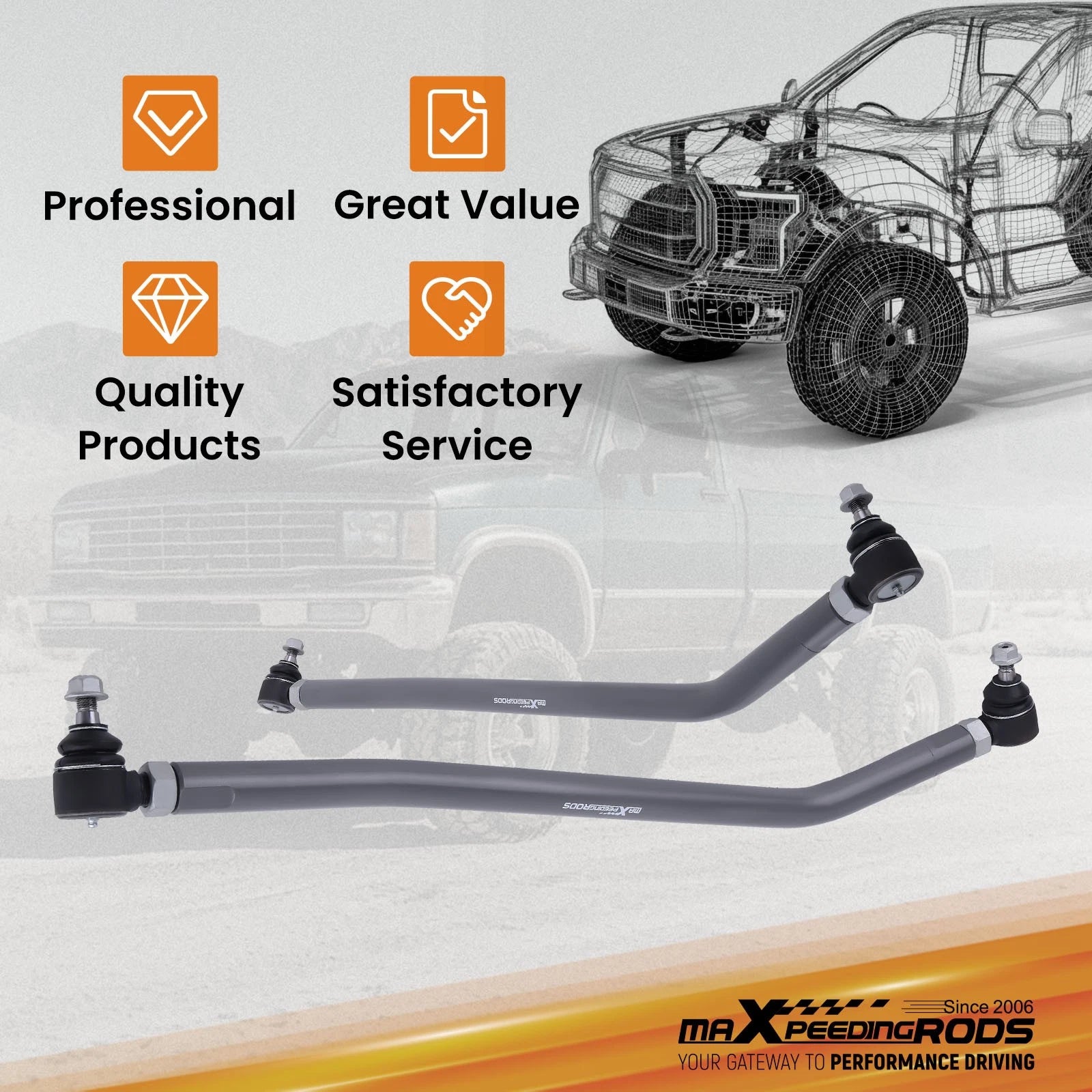 Steering Linkage Drag Link Tie Rod Upgrade Kit for Dodge Ram 2500 3500 (1994–1999)