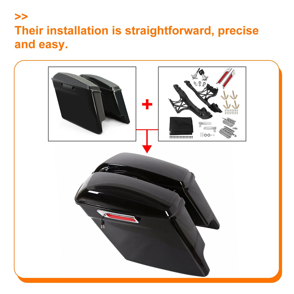 Stretched Extended Hard Saddle Bags Latch for Harley Touring Street Glide (2014–2024)