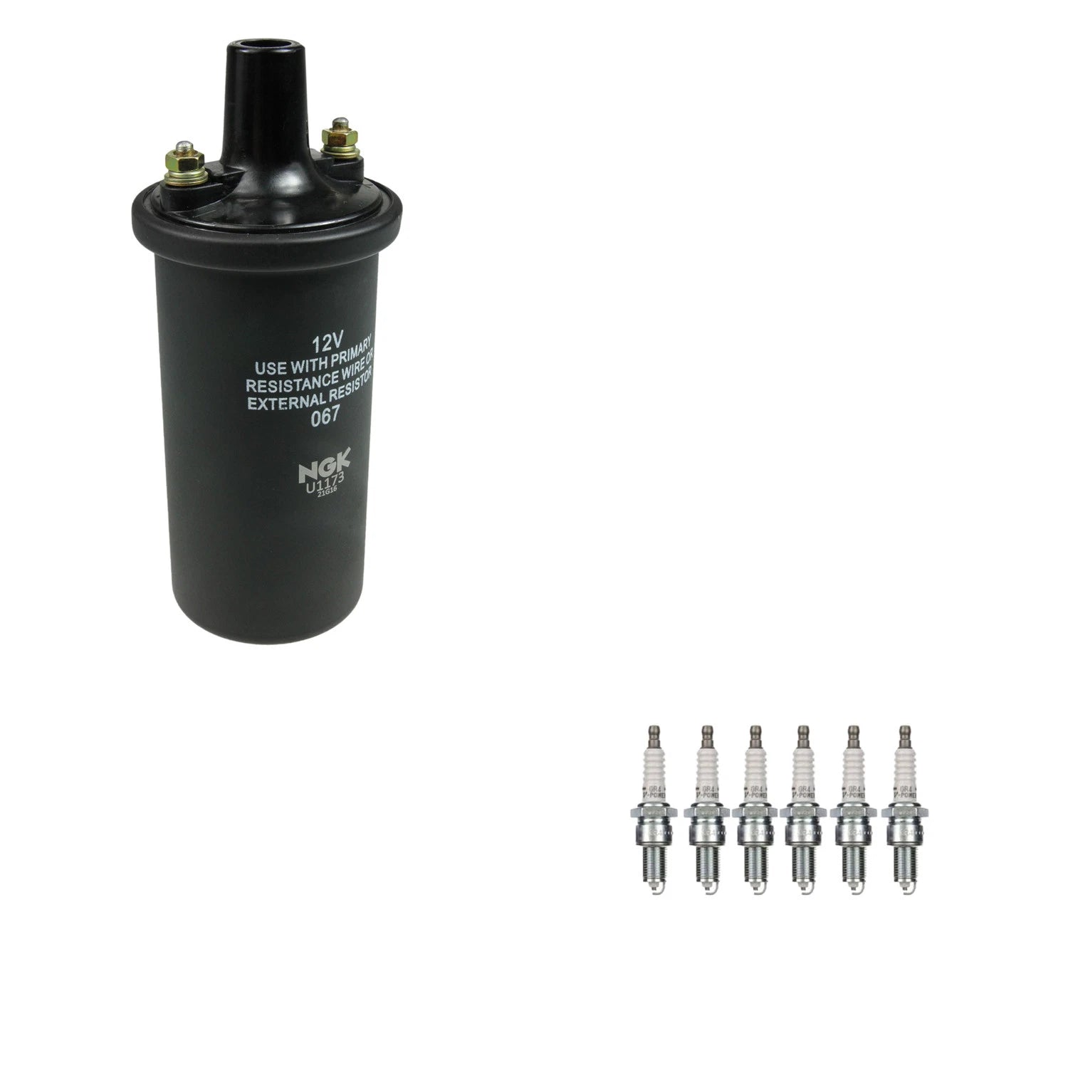 NGK Ignition Coil & 6 Nickel Spark Plugs Kit for C10 C15 C20 Camaro (1967–1981)