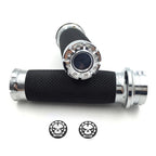 Chrome CNC Cut 1" Skull Handlebar Grip for Harley Touring/Sportster/Dyna/CVO