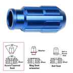 20Pc M12X1.25 Blue JDM Open End Bulge Spline Wheel Lug Nuts + Lock Key