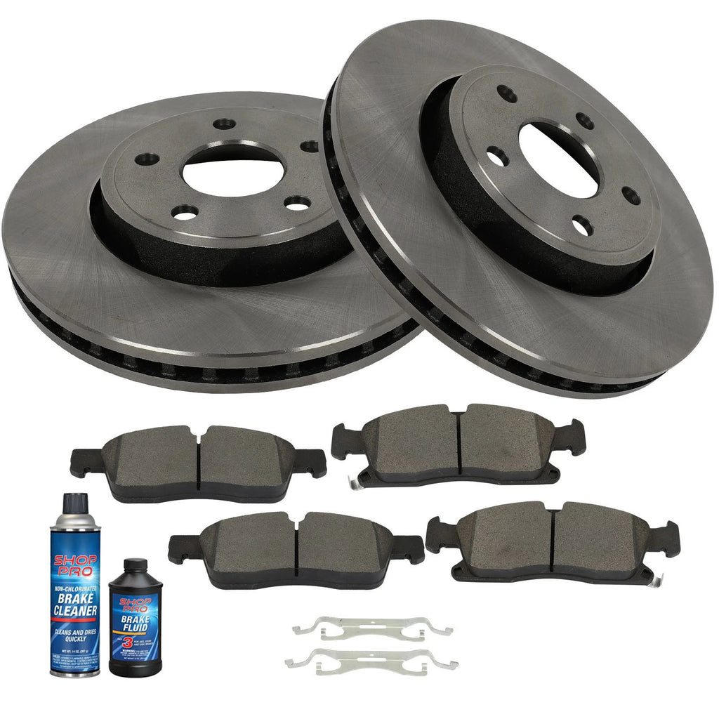 Front Brake Disc Rotors + Ceramic Pads for Durango Grand Cherokee (2014–2020)