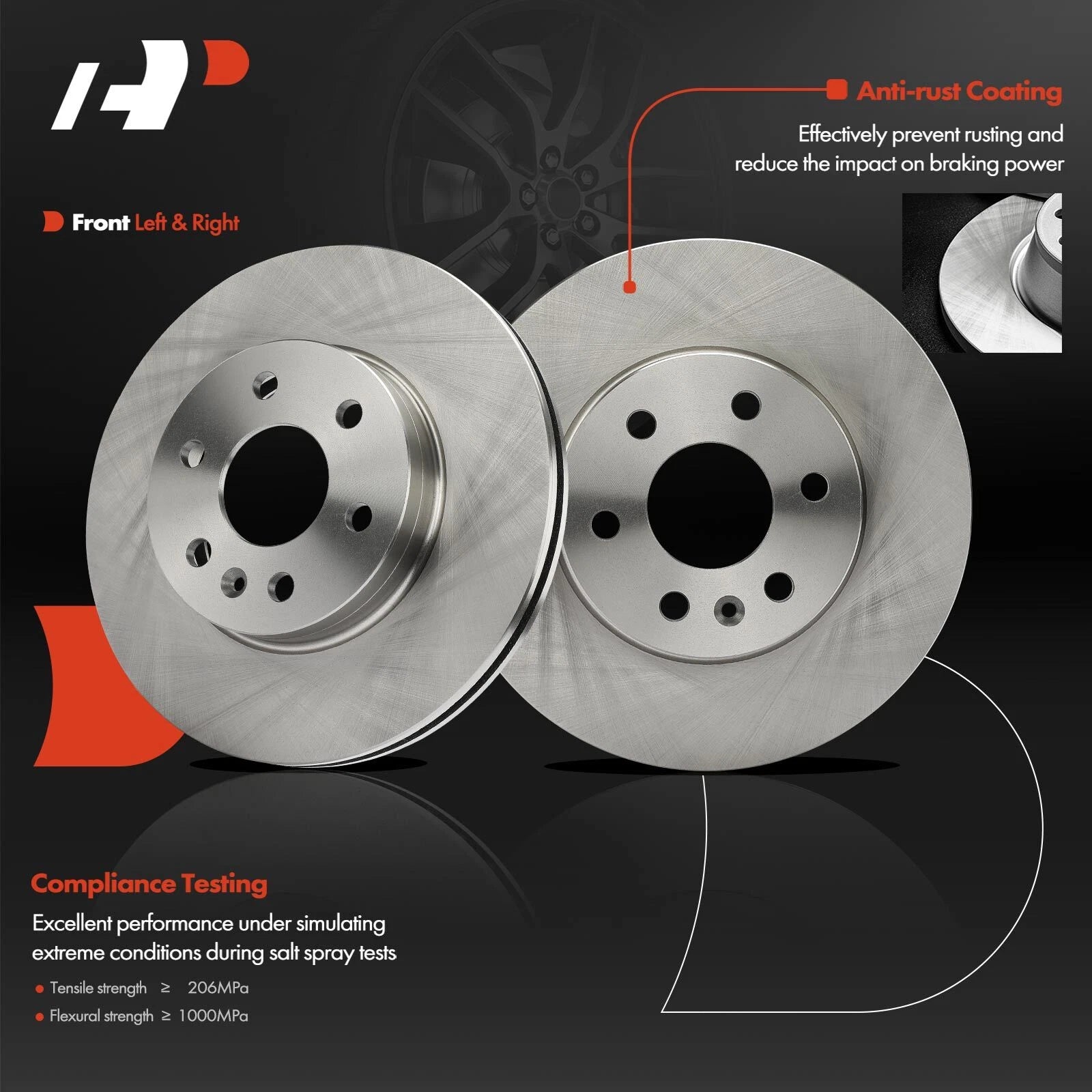 Set of 2 Front Disc Brake Rotors & Ceramic Pads for Chevy Colorado (2015â2020)
