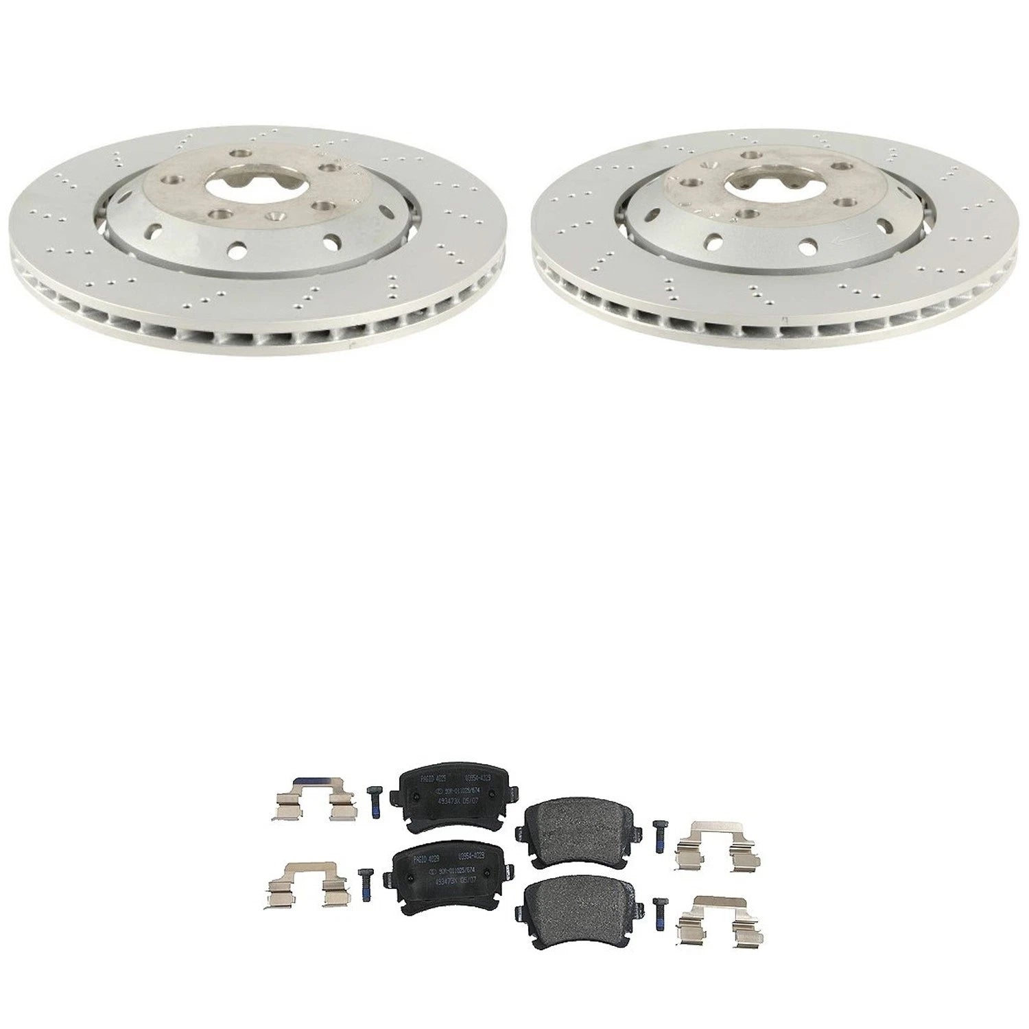 Set of 2 Rear 324mm Rotors & Low-Met Disc Brake Pads for Audi RS4 (2007–2008)