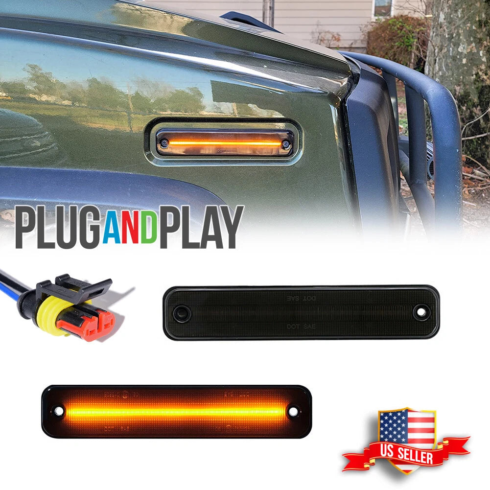 Set of 2 Front Amber LED Fender Side Marker Signal Lights for Hummer H2 (2003–2009)