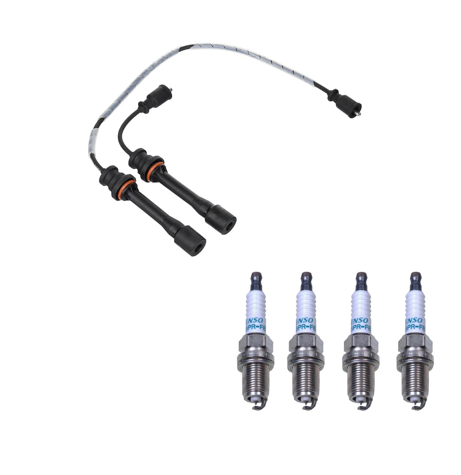 Denso Wire Set & 4 Iridium Spark Plugs for Mazda 1.8 L4 (0.032)